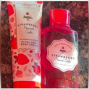 Strawberry Pound Cake Body Cream & Shower Gel Set HTF Bath and Body Works
